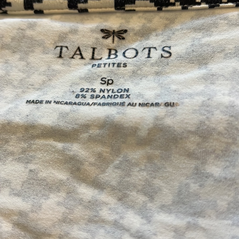 Talbots Sz S petite crossed V cleavage black white top blouse - Picture 6 of 7